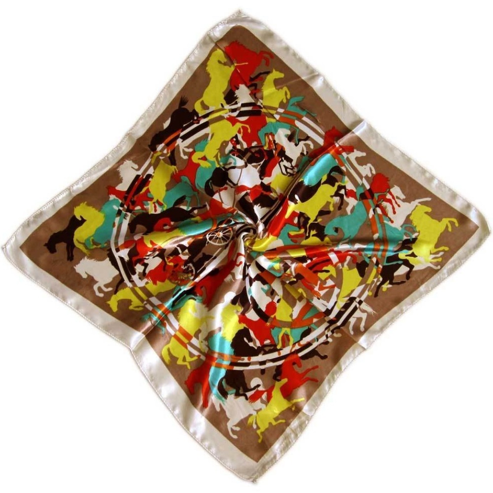 SOLD ------Square Scarf Neckerchief Horse Print - Picture 2 of 2